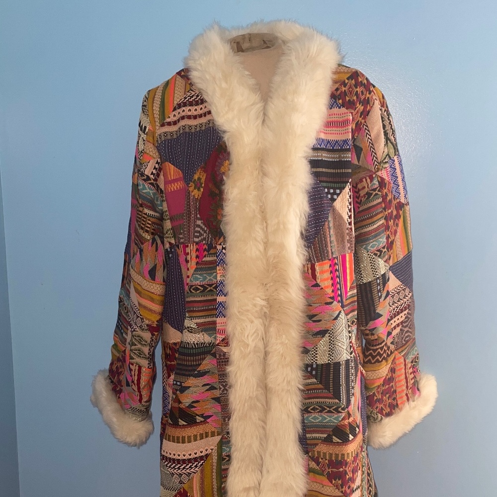 Nwot Free People Caravan Patchwork Dream Fur Trim… - image 7